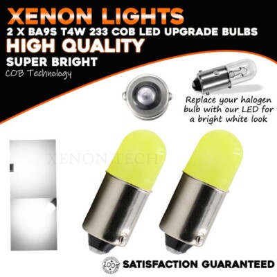 2 x BA9S 233 T4W T11 COB weiße LED Auto Bajonett Innen Seitenleuchte Nummernschild 