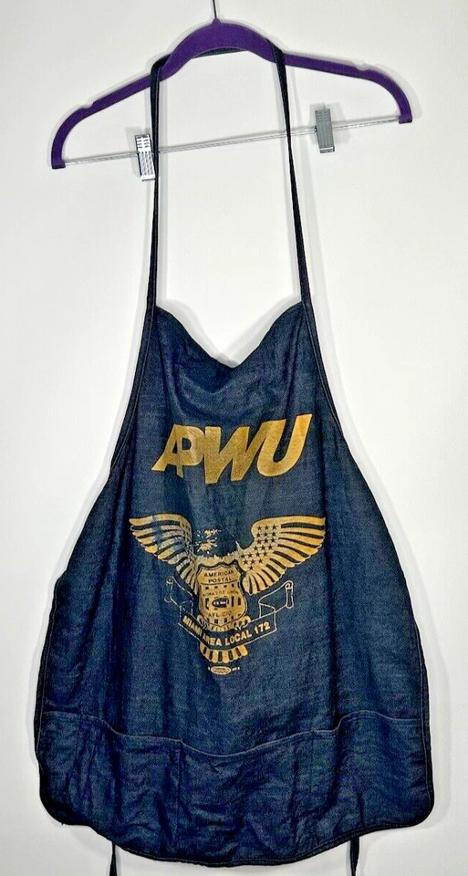 Vtg APWU Mail Handlers Denim Apron ONE SIZE Blue Jean Postal Workers Union Miami - Image 2 of 4