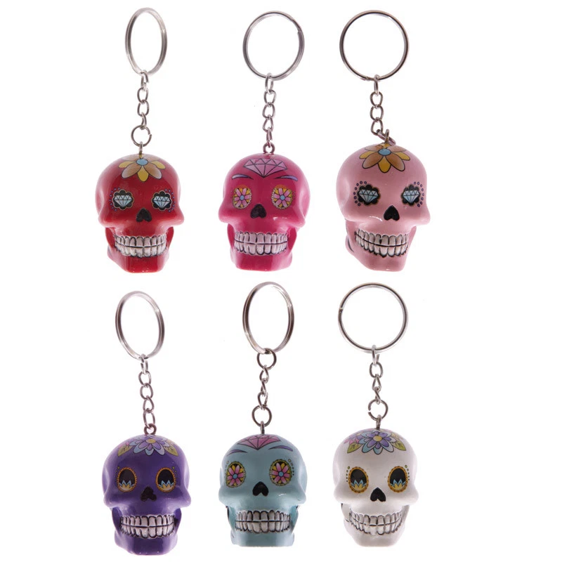 WEVENI Portachiavi Teschio Di Halloween In Acciaio Inox, Ciondolo Per Chiavi Auto, Borsa, Donna - 4