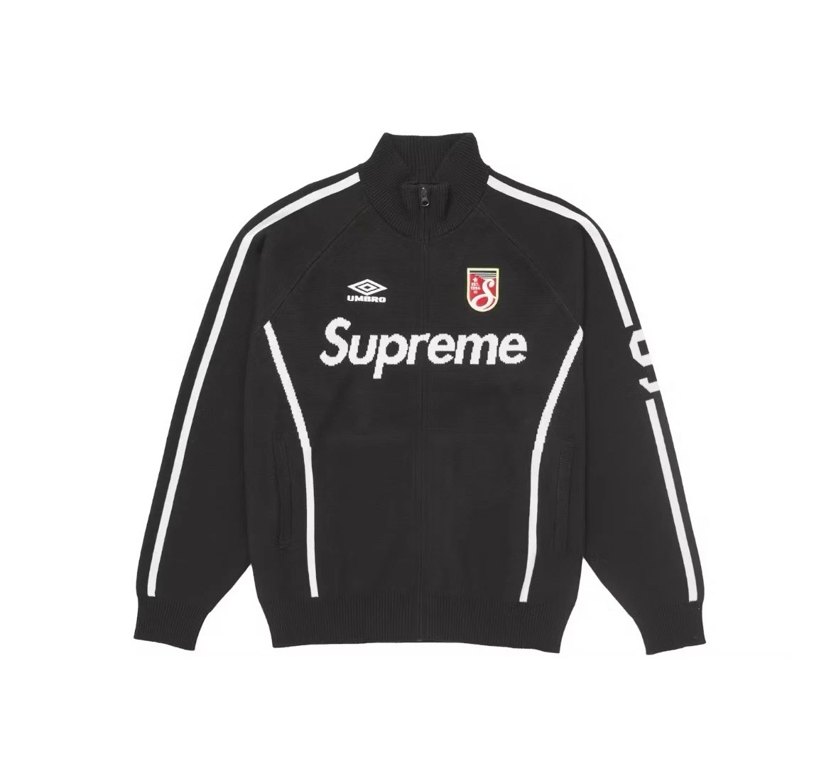 *SUPREME X UMBRO*   Black Zip Up Sweater. XL. New W/Tags. 2025