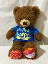 Build A Bear "Happy Birthday" Bear Plush 16  Brown With Blue Shirt BAB