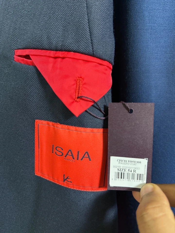 Isaia NWT Iconico Navy Blue Cashmere-Wool Coat, 44 US (54 IT) OR XL, Overcoat - Image 3 of 4