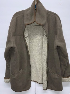 Vtg hooded Outbrook Nature Fleece Full zip  Front Jacket Men s Jacket/Coat Brown