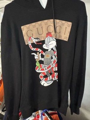 Gucci X Hoodie Black Sweatshirt, Size M, Made In Italy