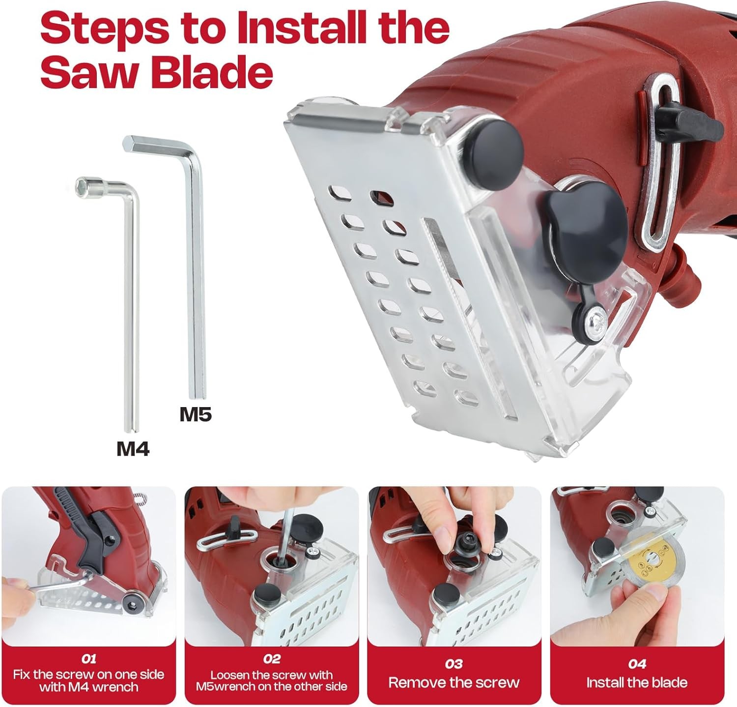 Corded Mini Circular Saw, 400W 110V 3400RMP Multifunction Handheld with 6 Red 