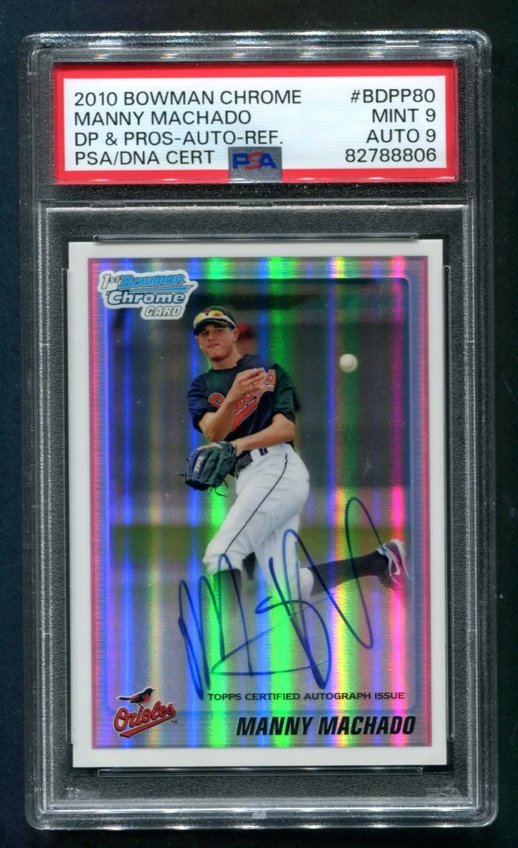 Bowman Manny Machado 2010 Season Baseball Sports Trading Cards