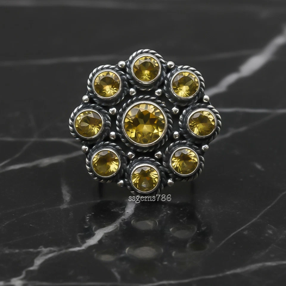 925 Sterling Silver Citrine Gemstone Beautiful Handmade Woman Gift Ring - Image 3 of 4