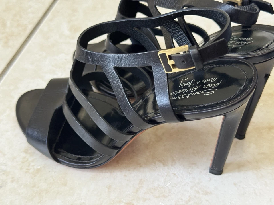 Santoni Women’s Leather Sandals Heels Made In Italy Sz 39 - Image 4 of 4