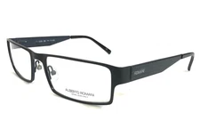 Alberto Romani Eyeglasses Frame AR1009 BK Black Gray Faux Carbon Fiber 54-17-140
