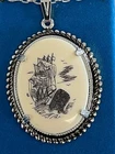 Vtg 1 or lot costume jewelry Scrimshaw pirate renaissance fair Pendant Ship