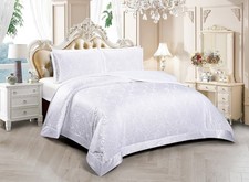 3 Piece Quilted Bedspread Luxury Bedding Throw Set King Size Pillow Cases