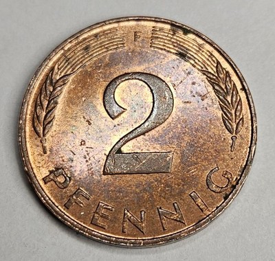 1985-F Germany 2 Two Pfennig - Circulated German Copper Plated Steel World Coin 