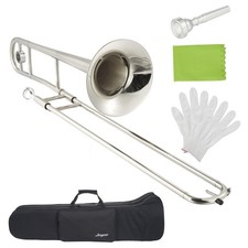 Gold Lacquer Alto Trombone Brass Instrument for Student Musicians and Adult B...