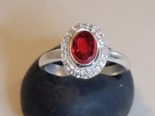 Oval Shaped Red Ruby Ring Size 6 Certified 