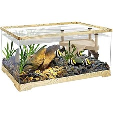 Fish Tank with Turtle Basking Platform Aquatic Turtle Tank for Juvenile Turtle