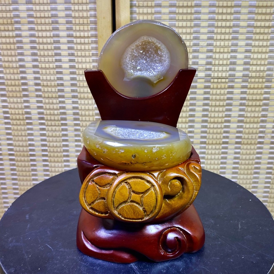 2.09LB Natural Agate Treasure Basin Quartz Geode Crystal Healing decor ...