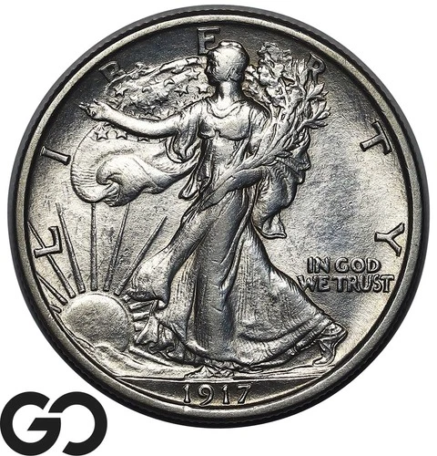 1917-D Walking Liberty Half Dollar *Key Denver Issue* Choice AU++/Unc