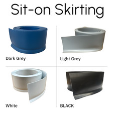 PVC sit on skirting Board - Flexible Vinyl Trim - White/Black/Grey