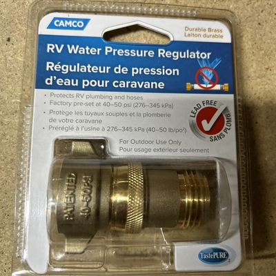 #ad Camco 40055 Brass RV Water Pressure Regulator NEW. SEALED $7.99
