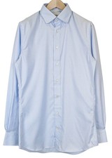 SUITSUPPLY Men's Formal Shirt 41 Extra Slim Blue Traveller Pure Cotton Melange 