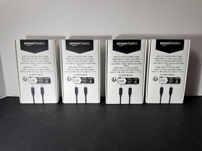 Lot Of 4 - Amazon Basics USB-C to USB-C 3.1 Gen 2 Fast Charging Cable, 3FT - NEW