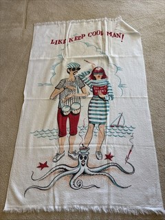 vintage Beatnik Cool Man beach towel 70s