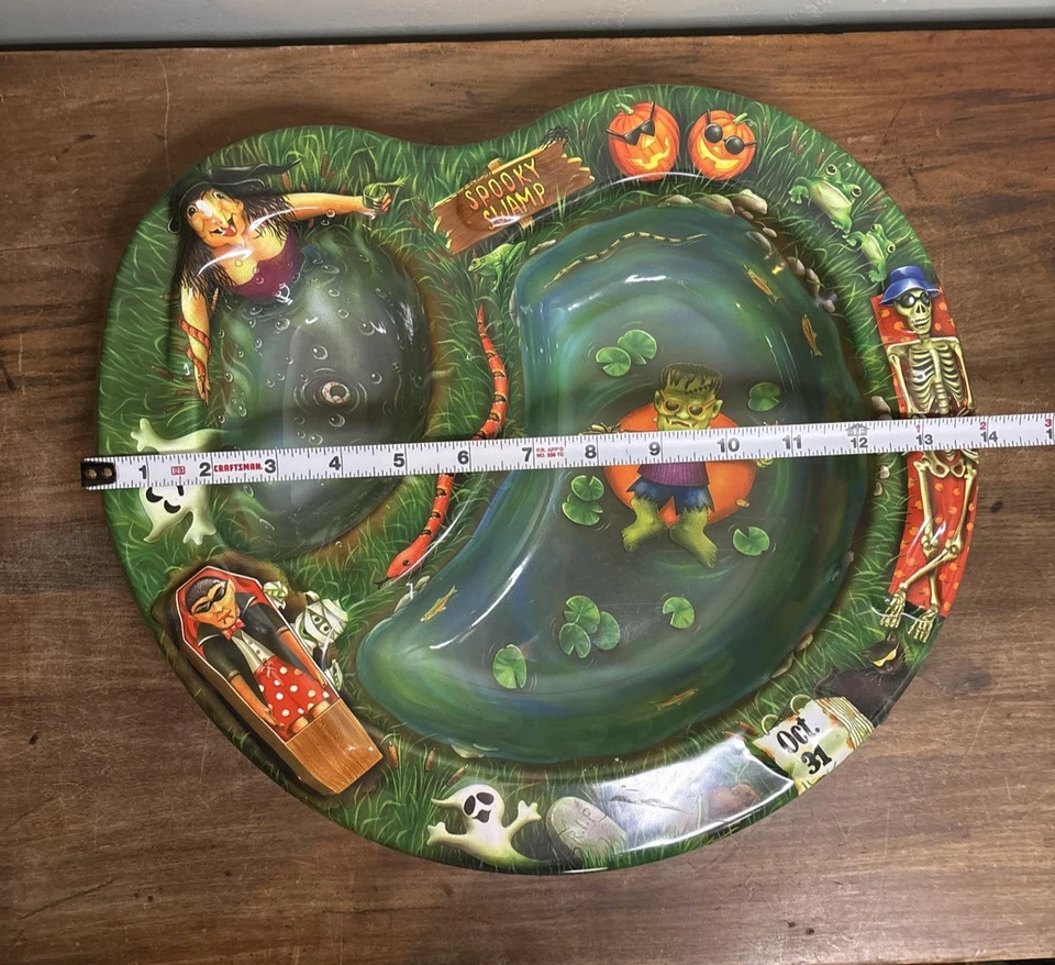 老式幽灵沼泽万圣节芯片浸盘分体塑料餐盘 — 第 2/4 张图片