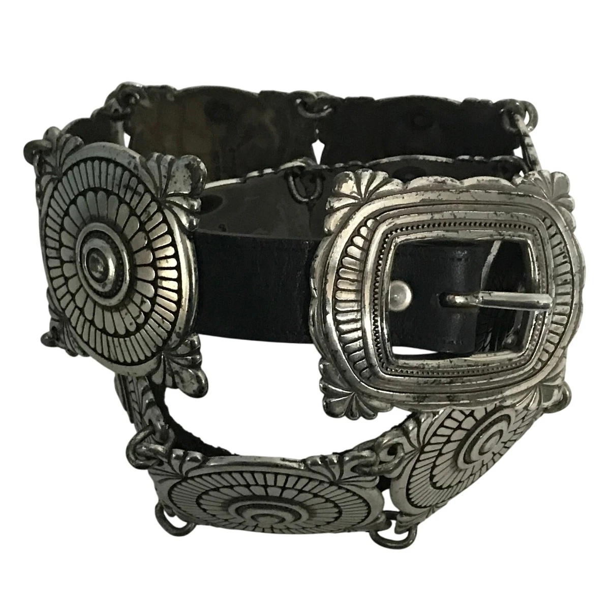 Nadim By Walter Doran Belt Womens Sterling Silver Concho Black Leather Artsy Nadim Belt - Etsy main image 3