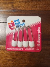 Vintage 1983 The First Years 4pc Diaper Pins With Pinch Guard New In Packaging