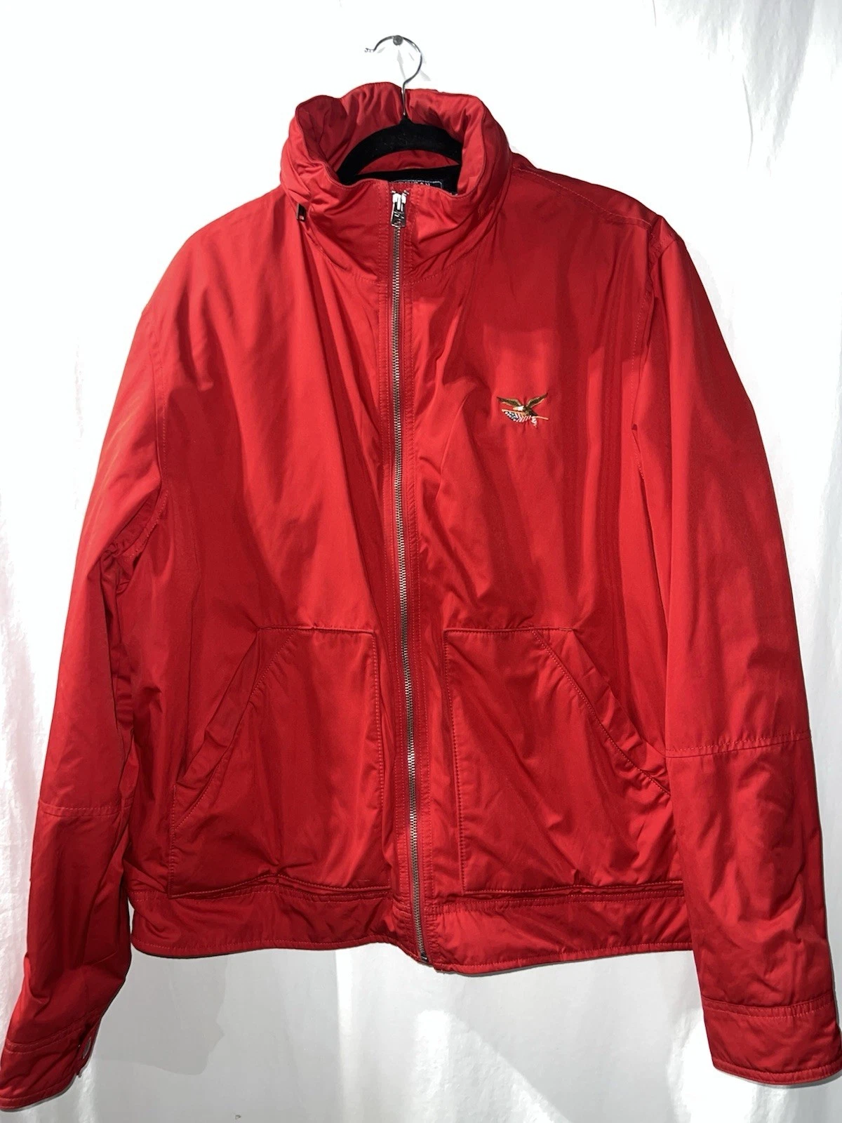 Mens Winter Coat Jacket Parka Bomber Down Filled Puffer Outdoors Full Zip Red XL