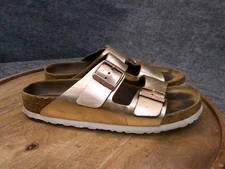 Birkenstock Arizona Soft FB Metallic Copper Leather Sandals Size 40 US 9 N.