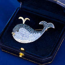 Women Clothing Accessories Pins Jewelry, Fashion Animal Blue Whale Brooch