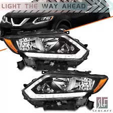 For 2014 2015 2016 Nissan Rogue Headlight Halogen Chrome Clear Left+Right Side