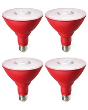 EDISHINE Dimmable Red LED Light Bulb, PAR38 Red Flood Light Bulbs Outdoor 4 Pack