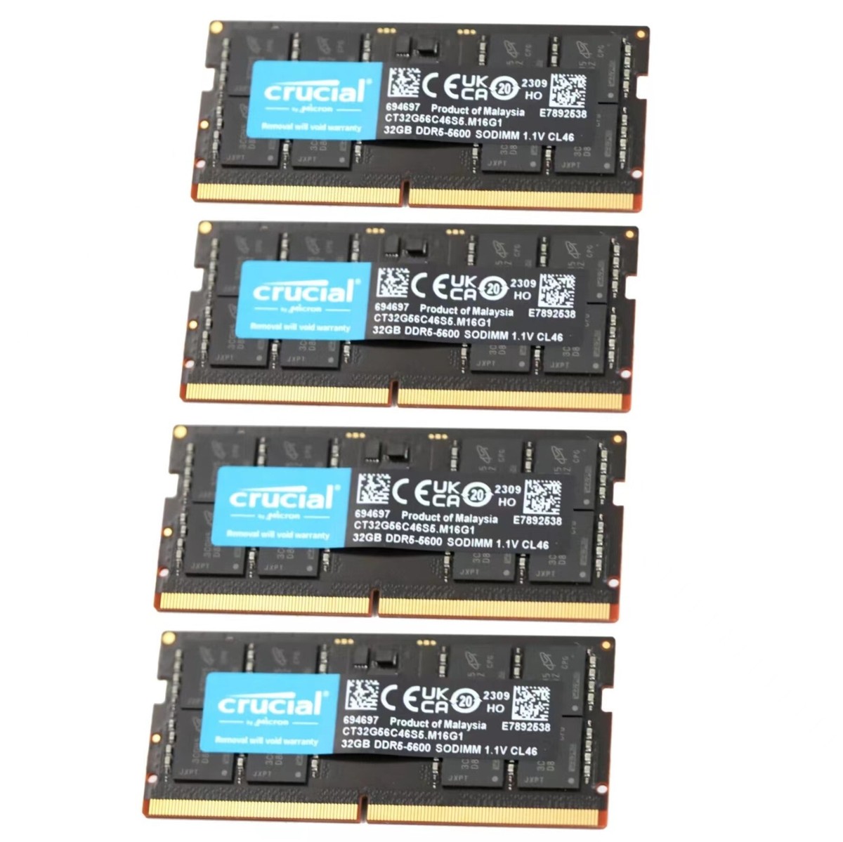 New Crucial 128GB (4X32GB) DDR5 5600MHZ PC5-44800 SODIMM Memory