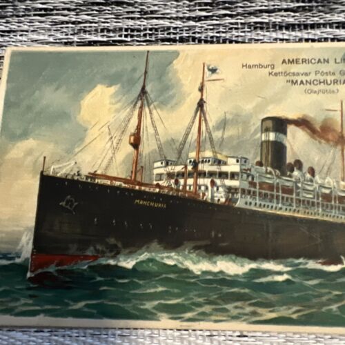 (10). 1 American Line Hamburg New York "Manchuria" Postkarte Dampfschiff - Bild 3 von 9