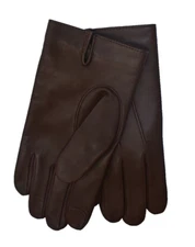 Coach Leather Tech Gloves Dark Saddle Brown Wool Lined Authentic Adult S