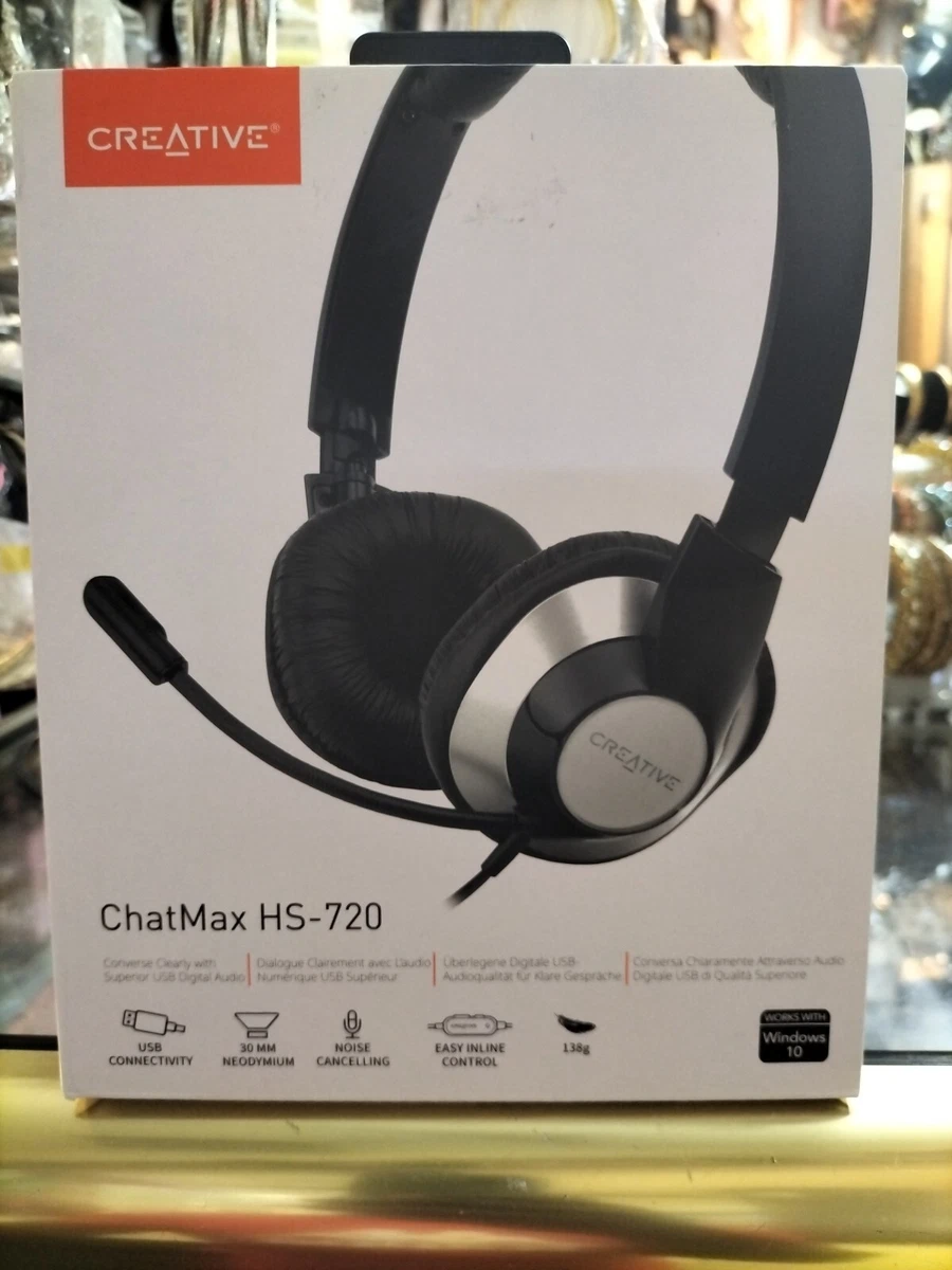 CREATIVE CHAT MAX HS 720 LAPTOP PC COMPUTER USB PLUG PLAY HEADSET WITH MIC