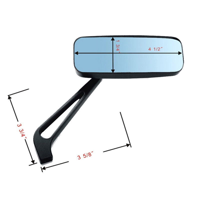 PAIR BLACK RECTANGLE MOTORCYCLE SIDE MIRROR FOR HARLEY DAVIDSON 48