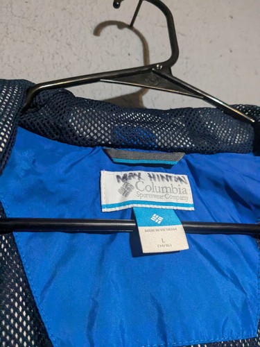 Columbia Windbreaker Jacket Hooded Kids Youth Large L Omni-Tech Waterproof Blue - Picture 9 of 14