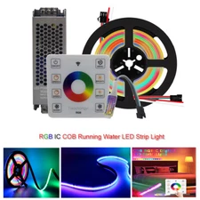 WS2811 RGB COB Running water LED strip  12V 24V Addressable   Touch Control kit