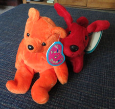 1997 AVON FULL O' BEANS Plush Bernard the Bear BONUS Skips the Red Puppy NWT