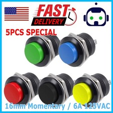 5 Color PCS Normally Open 16mm Round Momentary 2 Pins Metal Push Button Switch