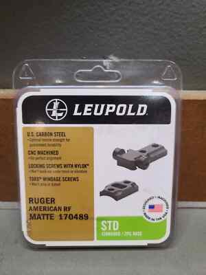 Leupold STD 170489 Ruger American RF Standard Black Matte Finish 2 PC BASE NEW