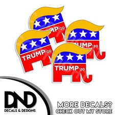 TRUMP Elephant 2020 Republican - Trump 20 Vinyl Decal Helmet Sticker 4 Pack 2.5