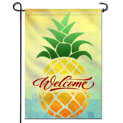 Anley Cartoon Pineapple Welcome Spring Summer Garden Flags Double Sided 18 x12.5