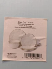 Lenox Dining Blue Bay White With Gold Trim 12 Piece Dinnerware Set Sku # 890713