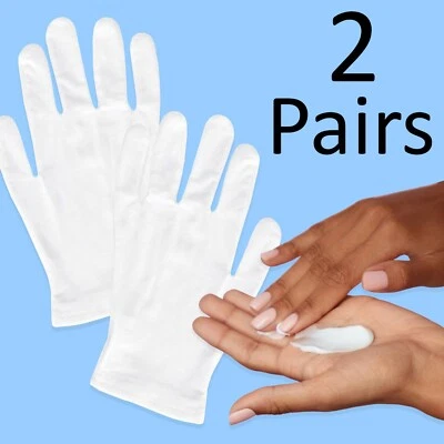 PEBBLE ELEVEN 2 PAIRS MOISTURISING GLOVES Overnight Soft Hand Cream Treatment Dry Skin Eczema