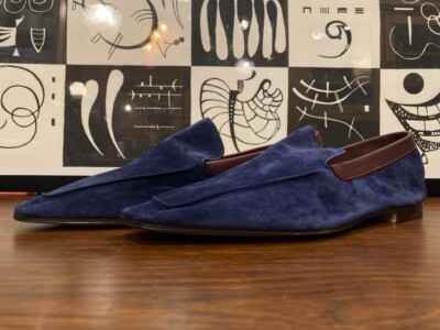 Men's Blue Brown Suede LUCCA Loafers by John Lobb × Paul Smith mens size 26.5cm!