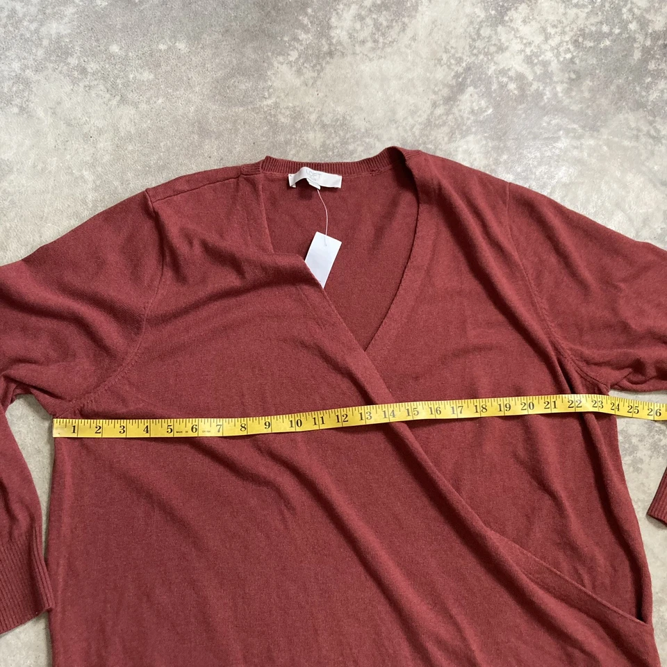 Suéter Ann Taylor Loft para mujer talla 24 26 suéter envolvente sintético rojo oxidado manga larga Foto 2 de 4